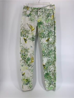 ⚙️ 3For$30 ⚙️ Ted Baker White Slim Pants with Green Botanical Print